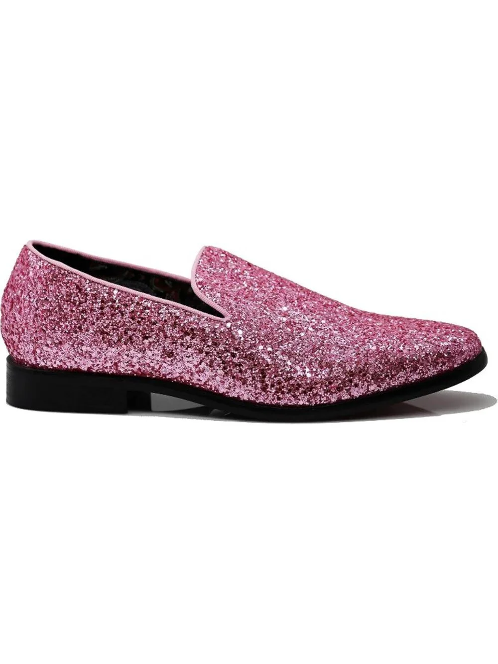 Men's Pink Vintage Glitter Loafers Slip On Tuxedo Dress Party Classic Shoes